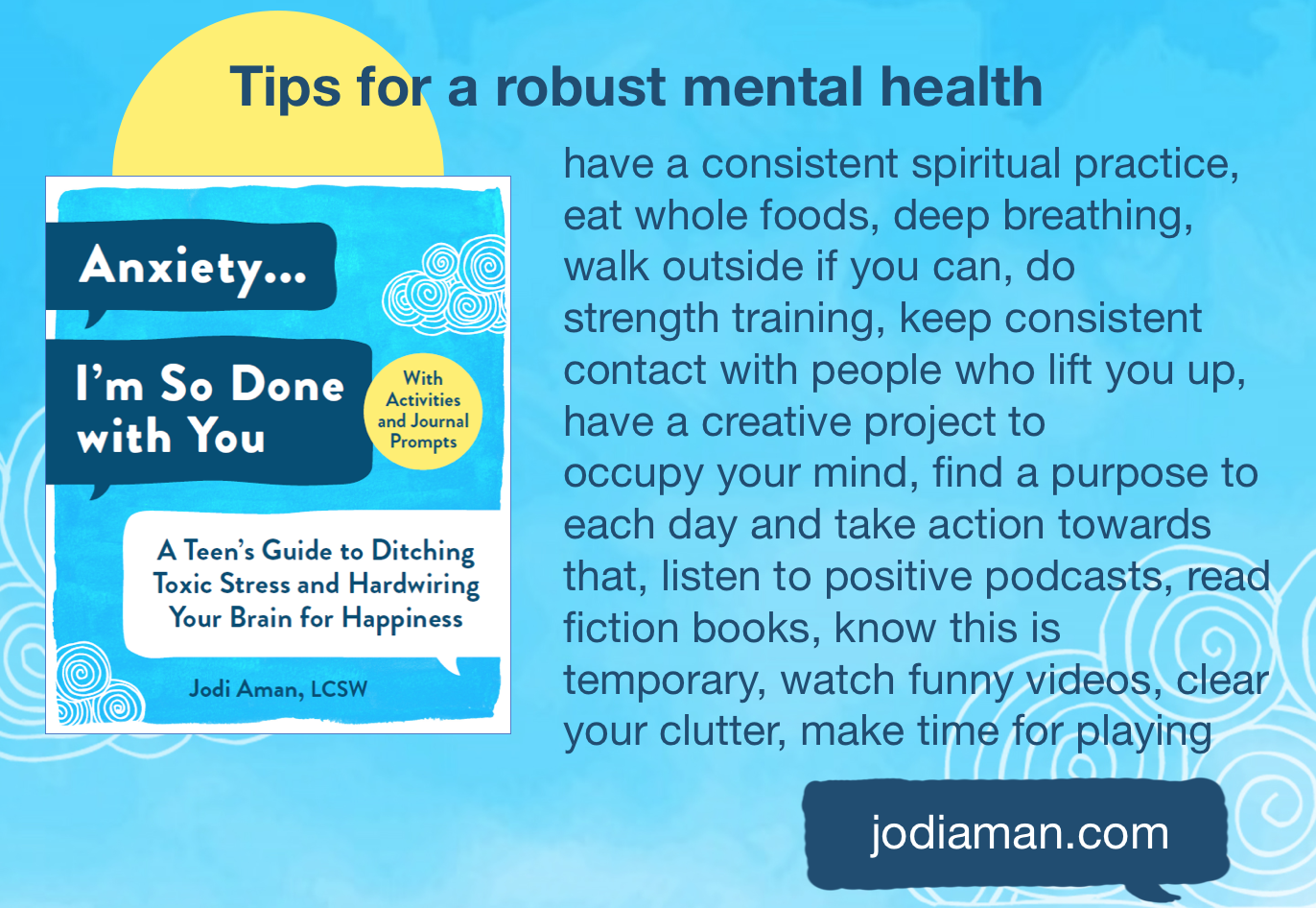 robust mental health - Jodi Aman DSW, Psychotherapist | Author | Advocate